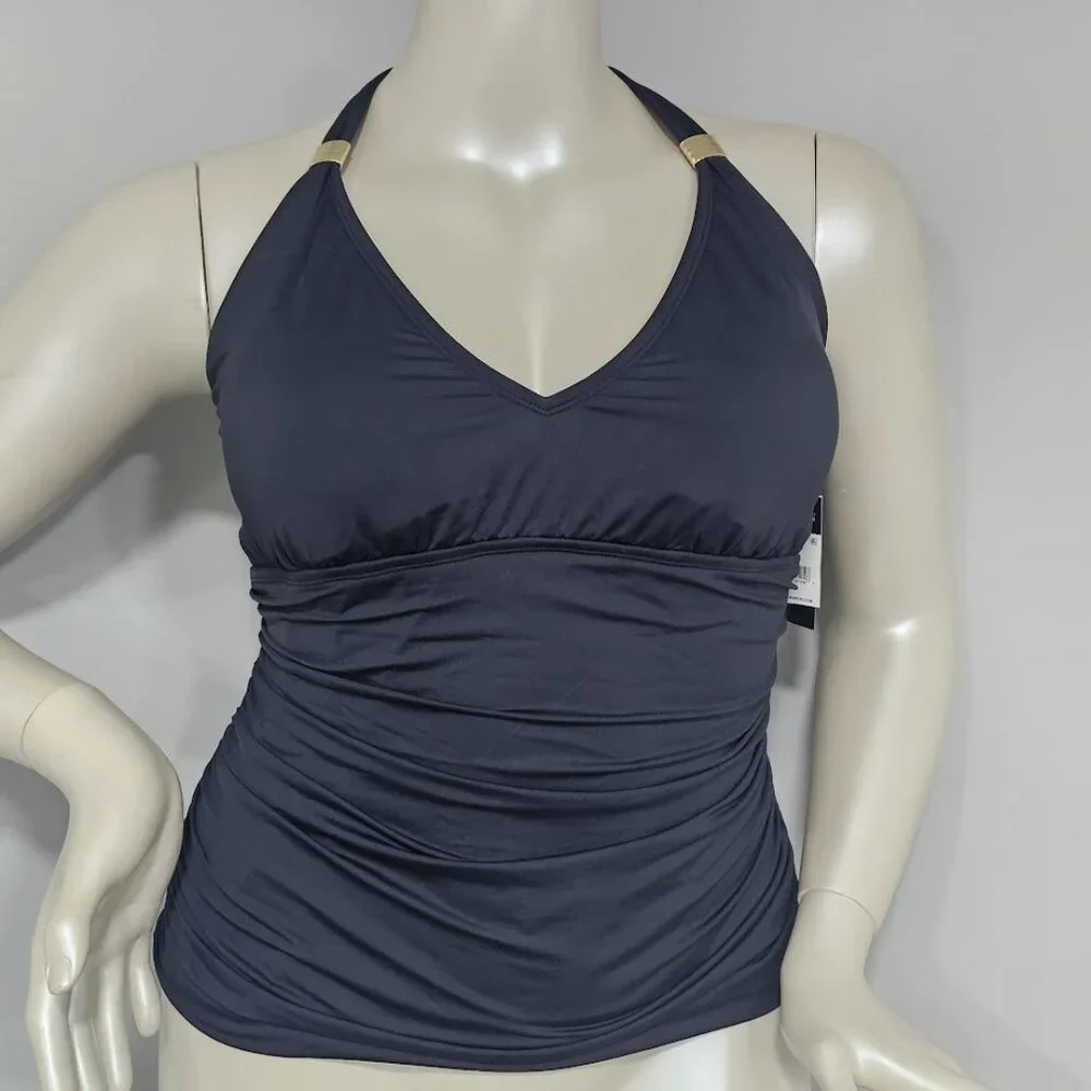 Lauren Ralph Lauren Plus Size Halter Tankini Top - Picture 2 of 10